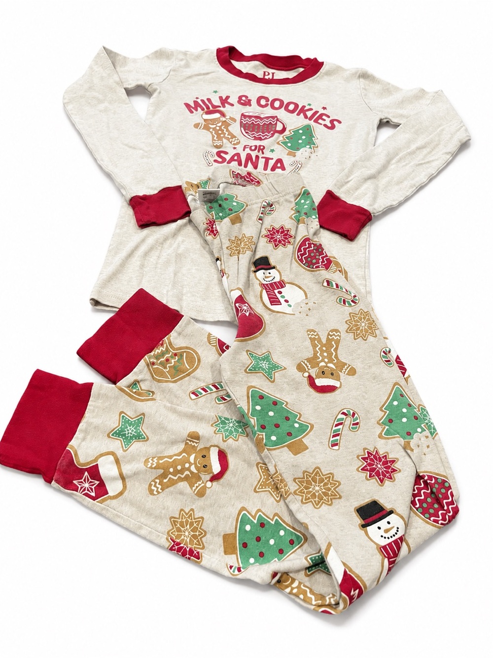 The Children’s Place Kids Milk & Cookies for Santa Christmas Pajamas Size 10
